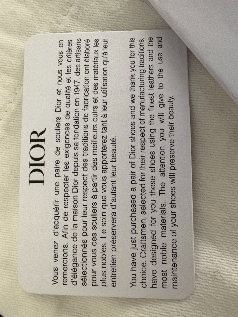 Set of Two Dior Shoe Dust Bags White with Gold Letters - Picture 9 of 9